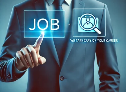 DALL·E 2024-10-03 11.34.38 – A business-oriented image featuring a person in a formal suit pointing at a transparent screen with the word ‘job’ in a blue box and a search icon in DALL·E 2024-10-03 11.34.38 - A business-oriented image featuring a person in a formal suit pointing at a transparent screen with the word 'job' in a blue box and a search icon in